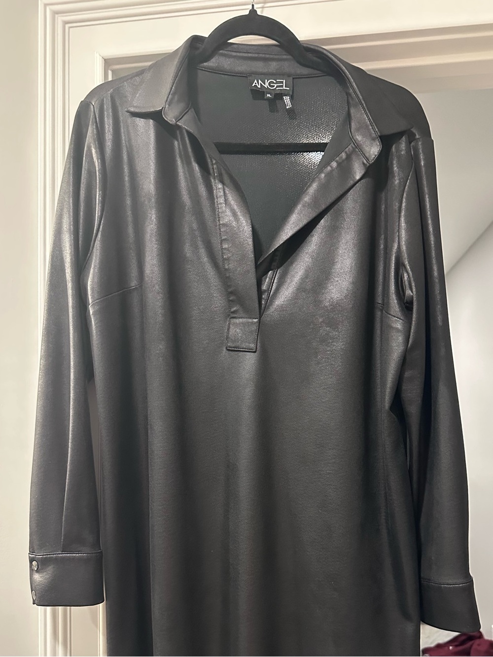 Angel Black Vegan Leather Blouse